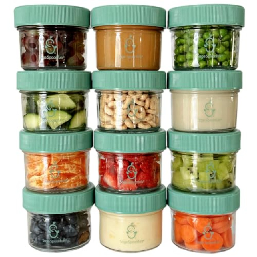 Baby Food Jars With Lids - Sage Spoonfuls -12 Pack 4 oz