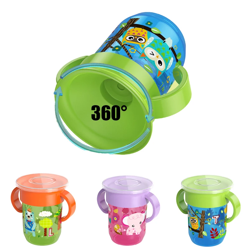 Baby Food Jars With Lids - 360 Rotated Cartoon Baby Learning Drinking