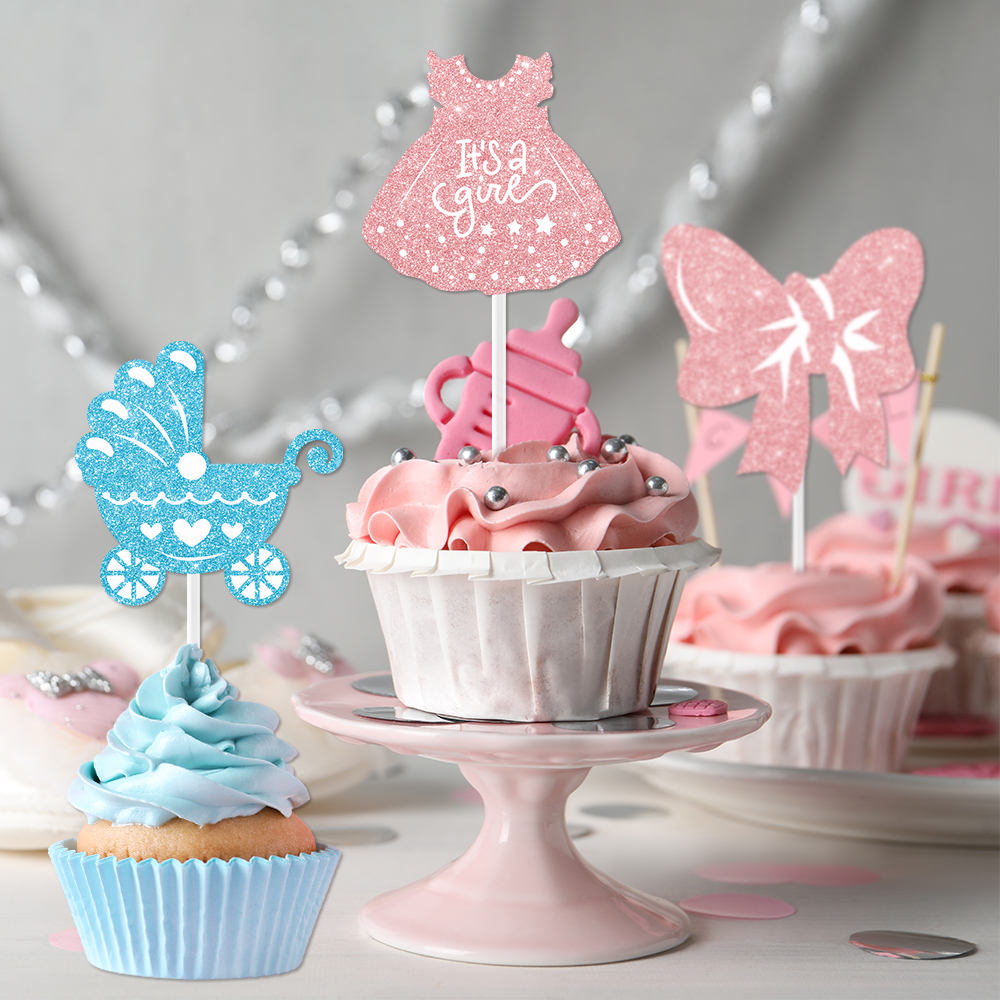 12/24pcs Pink Blue Glitter Cup - Baby Food Dessert review and price