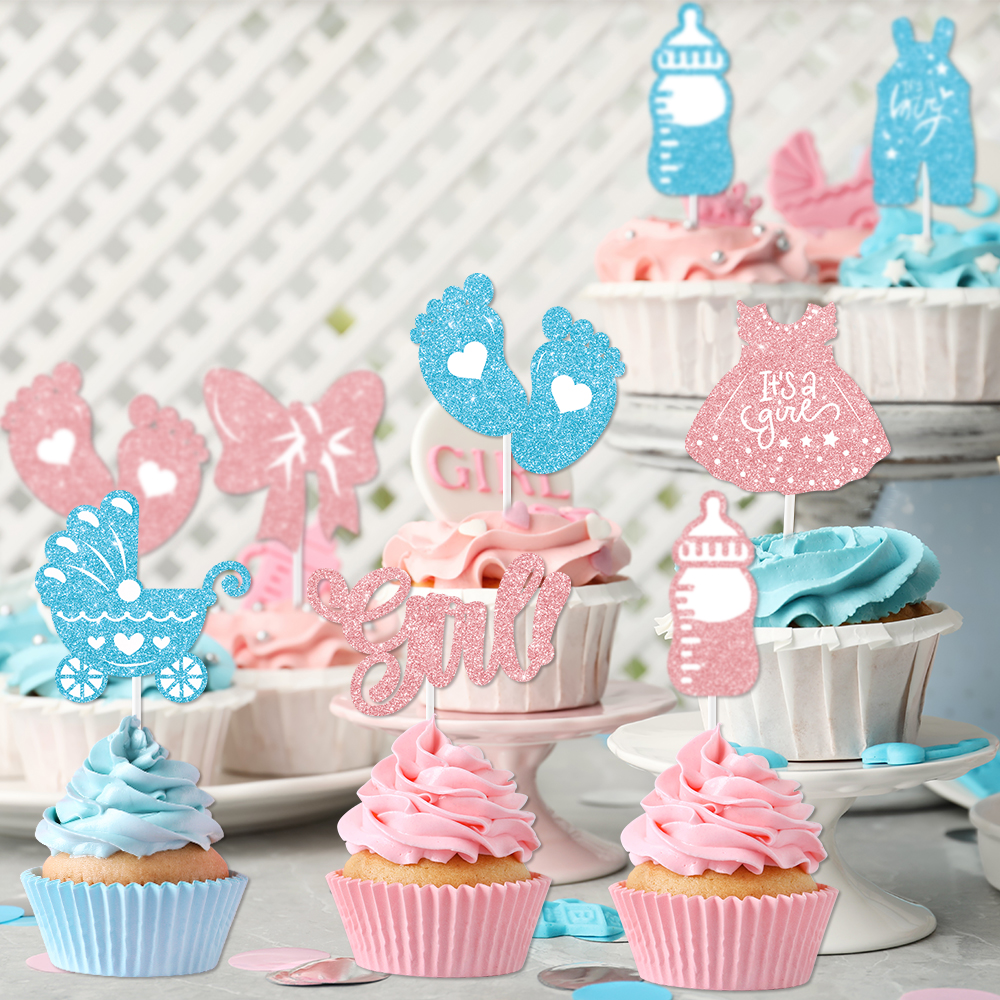 12/24pcs Pink Blue Glitter Cup - Baby Food Dessert review and price