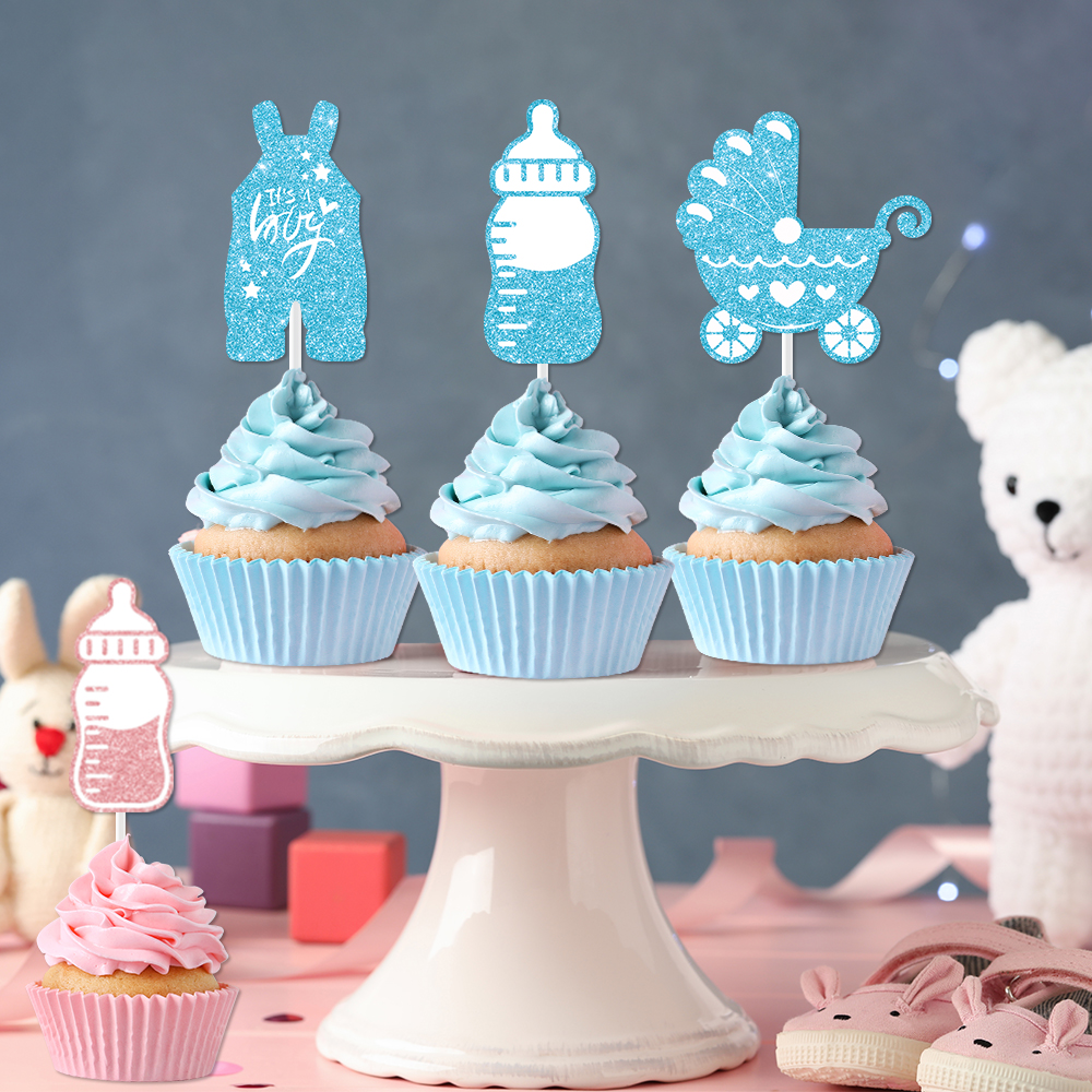 12/24pcs Pink Blue Glitter Cup - Baby Food Dessert review and price