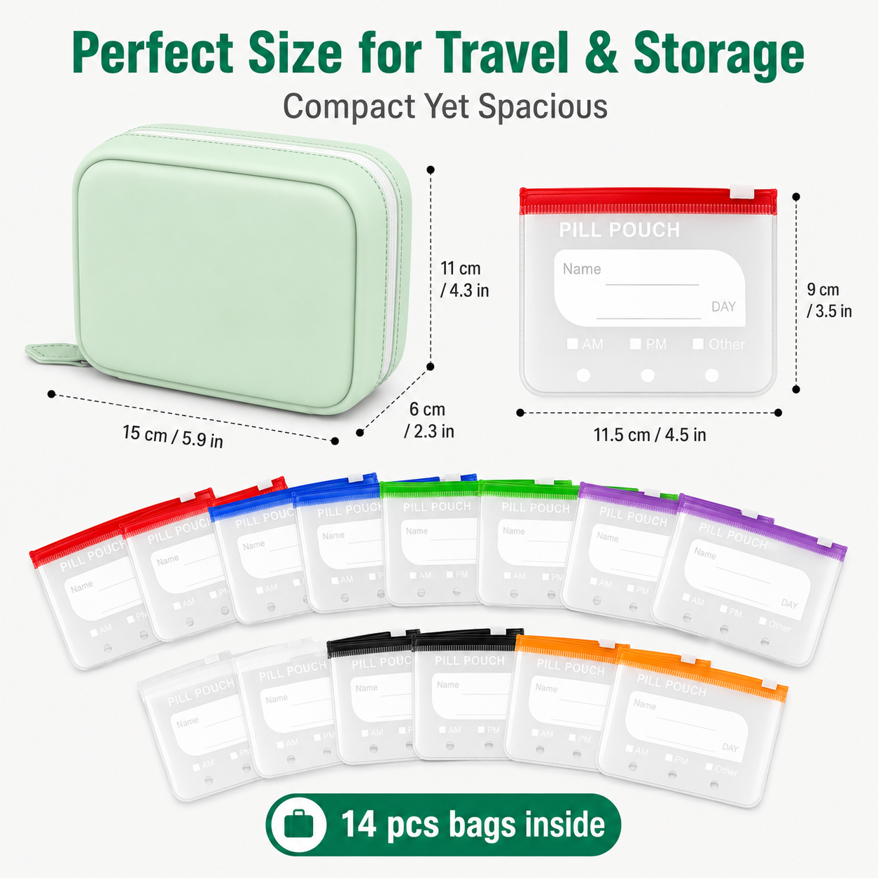 Travel Pill Organizer with 14  - Food Pouch Reusable review and price