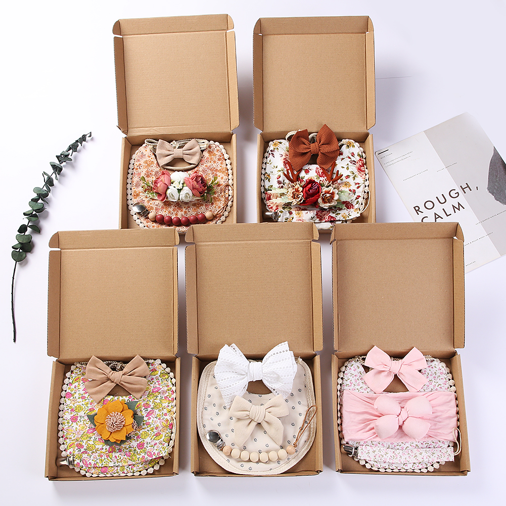 4Pcs/Set Flower Print Baby Bib - Food Box Baby review and price