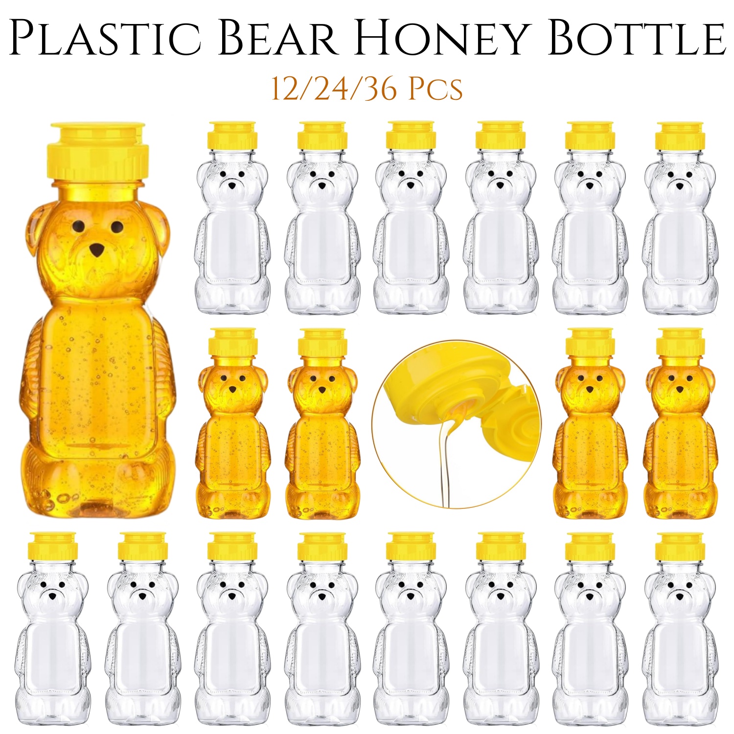 12-36pcs Plastic Bear Honey Ja - Baby Food Jars With Lids review and price